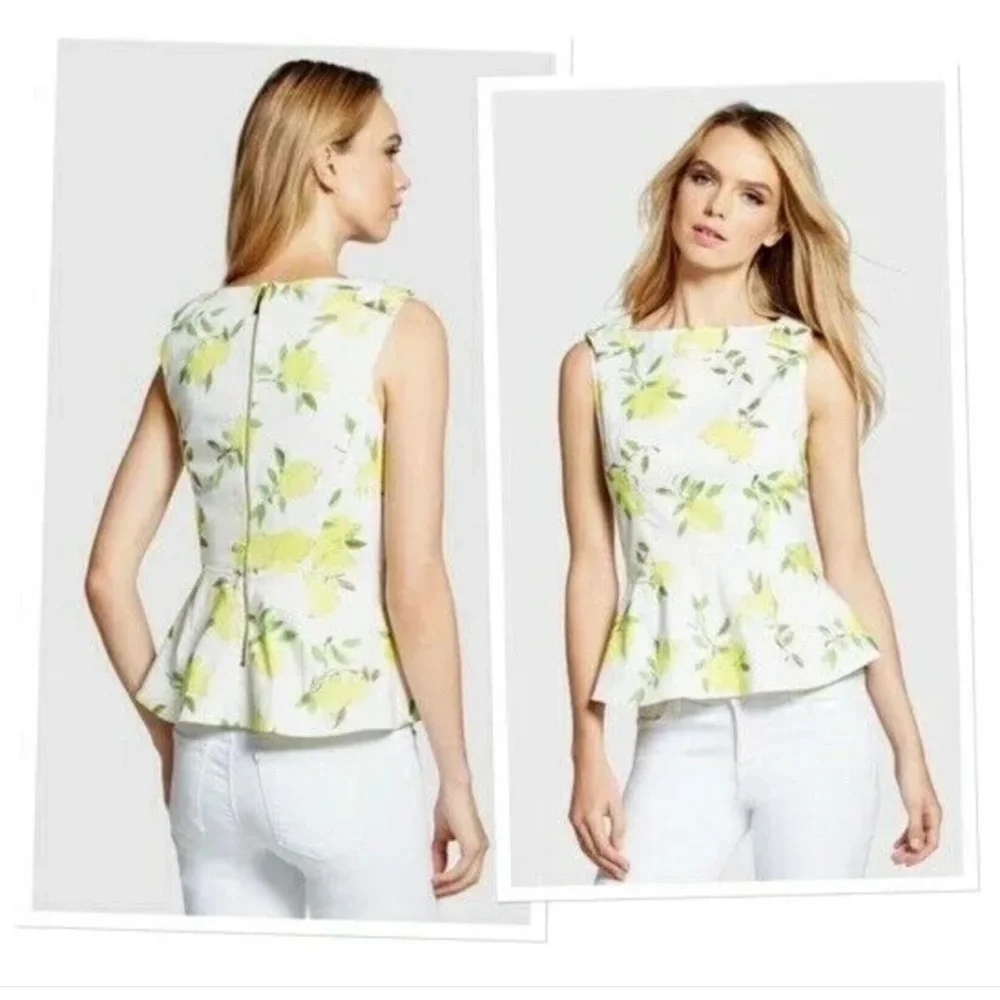 Kate Spade Thalia Peplum Bow Top Lemons 4 Spring Shirt